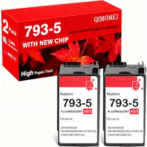 2 Pack 793-5 793 5 Ink Red Postage Ink Cartridge Replacement for Pitney Bowes 793-5 Red Ink Cartridge for DM100 DM200 DM100i DM200i DM125i DM150i and Sendpro C and Sendpro+, Red Ink, 35 ml