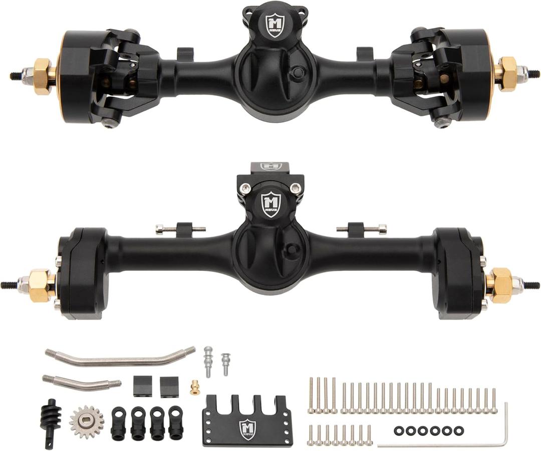 MEUS RACING Mullet Setup SCX24 V2 Axles with 3-Section CVD for Axial 1/24 SCX24 RC Crawler (Black)