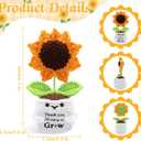 Handmade Positive Crochet Sunflower Doll - Teacher Appreciation Gifts, Thank You Gifts for Women Coworkers Friends Family - Thank You for Helping Me Grow, Emotional Support Crochet Flowers