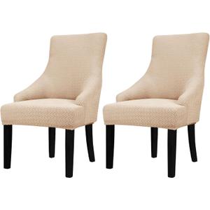 Lellen Stretch Wingback Chair Cover Slipcover - Reusable Wingback Side Chair Slipcover,Accent Chair Covers,Arm Protector Seat Cover,Wing Chair Covers for Dining Living Room Home2PCS (01 T-shaped Twill Taupe)