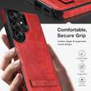 Designed for Samsung Galaxy S26 Ultra Leather Case with Stand, Protection Slim Adjustable Kickstand Phone Cover Compatible with Samsung Galaxy S26 Ultra (Red)