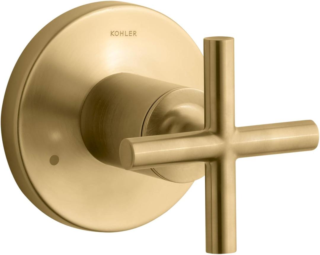 KOHLER Purist Valve Trim With Cross Handle For Transfer Valve, Requires Valve (Vibrant Brushed Moderne Brass)