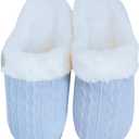Women's home slippers Unisex home slippers Daily warm memory cotton flat bottom anti slip plush lining slippers (5.5-6 Women/6.5-7 Men, Azure)