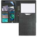 Leather Padfolio with Clipboard Folio Folder Padfolios for Women Black Sparkle Binder with Notepad