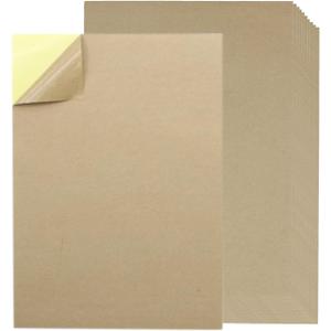 100 Sheets Kraft Sticker Paper Labels, SAFYY 8-1/4" x 11-11/16" Self Adhesive Shipping Labels-Compatible with Copier, UV Printer, Digital Printer, Laser & Inkjet Printers (Dark Brown Printer Labels)