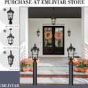 Emliviar Large Outdoor Pendant Light for Porch, 21 Inch Outdoor Hanging Light, Black Finish with Water Glass Shade, WE215HM BG, Medium - 21 Inch