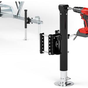 Upgraded Bolt-on Trailer Jack (Electric Drill Adjust), Adjustable 7.5-37.6 Drop Leg, Universal Heavy-Duty RV Tongue Jack with 5000lbs Capacity, Bolt on Trailer Jack for Utility Yacht Boat (Silver)
