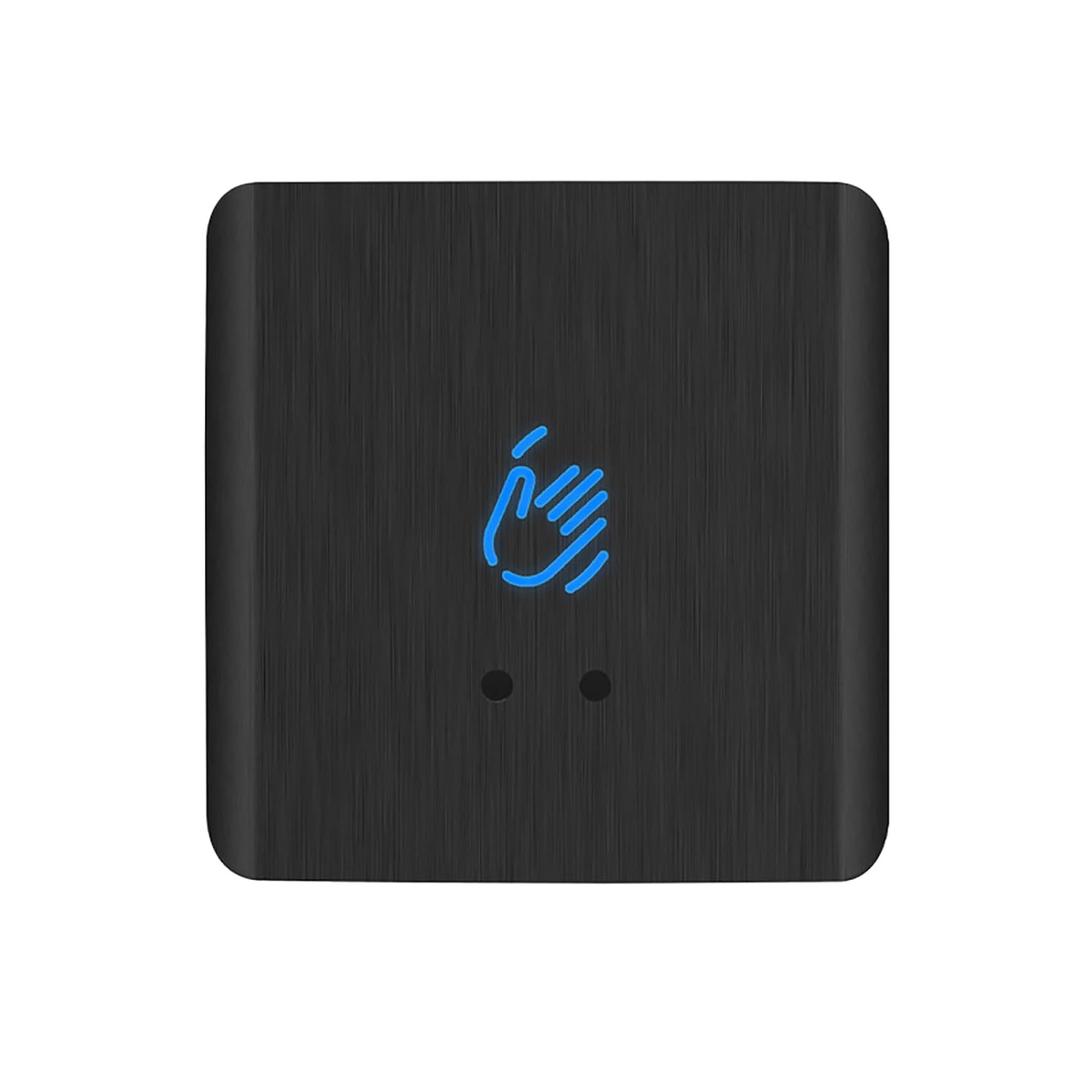 Infrared Sensor Exit Button Aluminum Alloy DC 12V 24V Wall Surface Mount IR Door Release Touch-Free Switch No Touch Exit Button with LED Indicator for Door Access Control Black