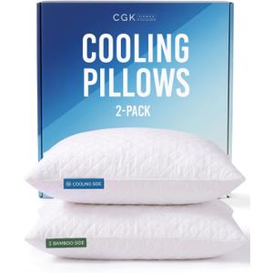 Cooling Pillow Queen Size Set of 2 - Breathable Cooling Bed Pillows for Hot Sleepers - Adjustable Shredded Memory Foam - Soft or Firm, Supportive for Side, Back and Stomach Sleepers - Washable Cover