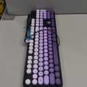 MOFII Keyboard Wired, Full Size Retro Typewriter Keyboard Round Key, USB Wired Plug and Play, for Laptop, PC, Desktop, Windows (Black Purple Gradient Color)