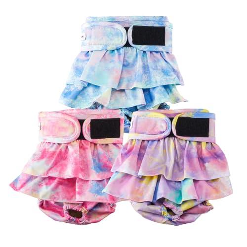Reusable Dog Diapers Female Washable, Premium Doggie Diaper for Dogs, Pack of 3, Highly Absorbent Small Dog Diaper for Heat, Incontinence and Puppy Training (S)