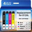 Remanufactured Replacement for 812XL Ink Cartridges Replacement for Epson 812XL Ink Cartridges Combo Pack Replacement for T812XL for Workforce Pro WF-7820 WF-7310 WF-7840 EC-C7000 Printer (4 Pack)