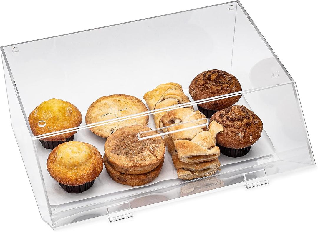 Countertop Bakery Display Case - Acrylic Storage for Pastry and Food, Cookies Dessert Bread Bagels Donuts Cupcakes, Retail, Home, Commercial - Pastry Display Case