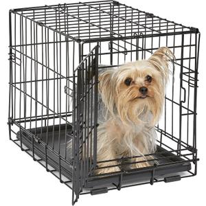 MidWest Homes for Pets 18-Inch iCrate for Tiny Breeds, Up to 10 lbs, Single Door Folding Dog Crate with Divider Panel, Leak-Proof Tray & Secure Latch, Portable, Durable & Easy to Assemble