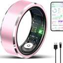 Smart Ring for Men Women, Fitness Tracker with Heart Rate/Blood Pressure/Blood Oxygen Monitor,Sleep Tracker,Pedometer,No Subscription, IP68 Waterproof Health Ring for iPhone&Android (Pink, Size9)