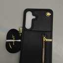 Asuwish Phone Case for Samsung Galaxy A26 5G RFID Wallet Cell Zipper Cover with Tempered Glass Screen Protector Crossbody Strap Credit Card Holder Slot Stand A 26 26A LTE Women Men Girls Black