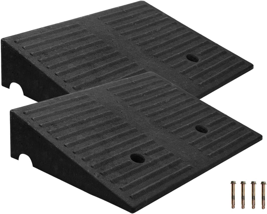 Rubber Curb Ramps for Driveway Curb Ramps for Sidewalks Door Ramps for Thresholds Heavy Duty 2 Pack 4 inch Rise Ramps for Wheelchairs Shed Ramp for Riding Mower 7000lbs Powersport Loading