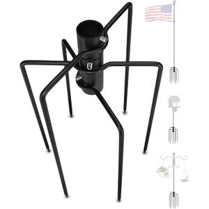 304 Stainless Steel Pole Stabilizer Stand Base: Heavy Duty with 6 Sharp Prongs for 0.7" to 1.1" Outdoor Bird Feeder House Shepherd Hook Flag Yard Poles Rust Wind Resistant, Black, 3 PCs