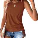 Womens Tank Tops 2 Pack Summer Tops Crew Neck Trendy Sleeveless Tops Cute Loose Fit Workout Casual Outfits 2026 (Orange, S)