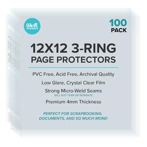We R Memory Keepers 12x12 Page Protector Sleeve Set Includes 100 Pages, Non-Glare, Compatible with Most 3 Ring Albums, Perfect for Scrapbooking & More