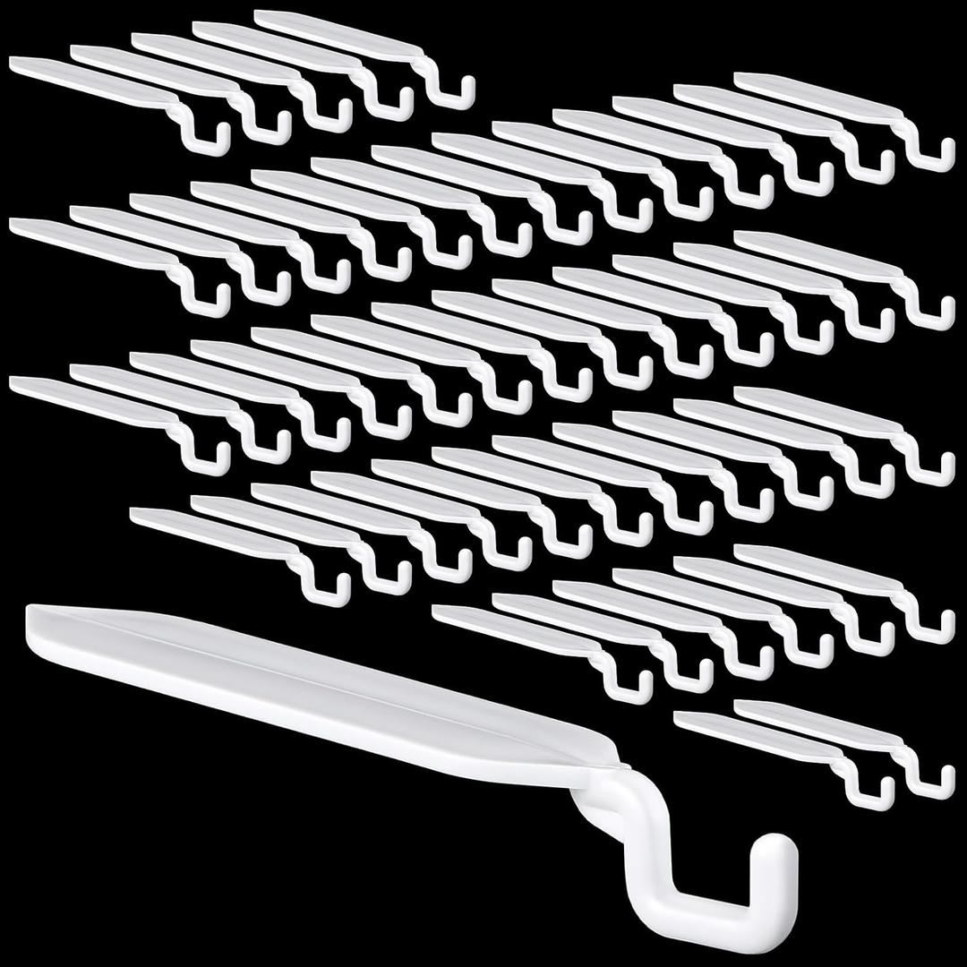 Yinkin 24 Pcs Flat 3" Light Hooks Plastic Hooks Christmas Light String Hanging Patio for Solid Insulated Aluminum String Hanging up to 4 Lbs