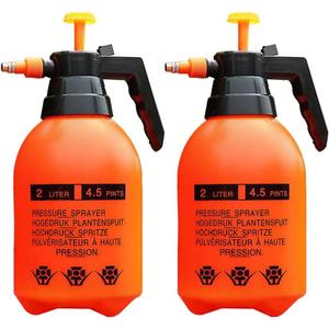 2 Pcs Garden Pump Sprayer, 0.5Gallon/68oz Hand-held Lawn Pressure Orange Spray Bottle with Adjustable Nozzle (FKM Gasket Update)