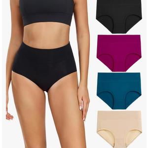 wirarpa Women's Cotton Underwear High Waisted Ladies Panties Full Coverage Briefs 5 Pack (Regular & Plus Size) XL
