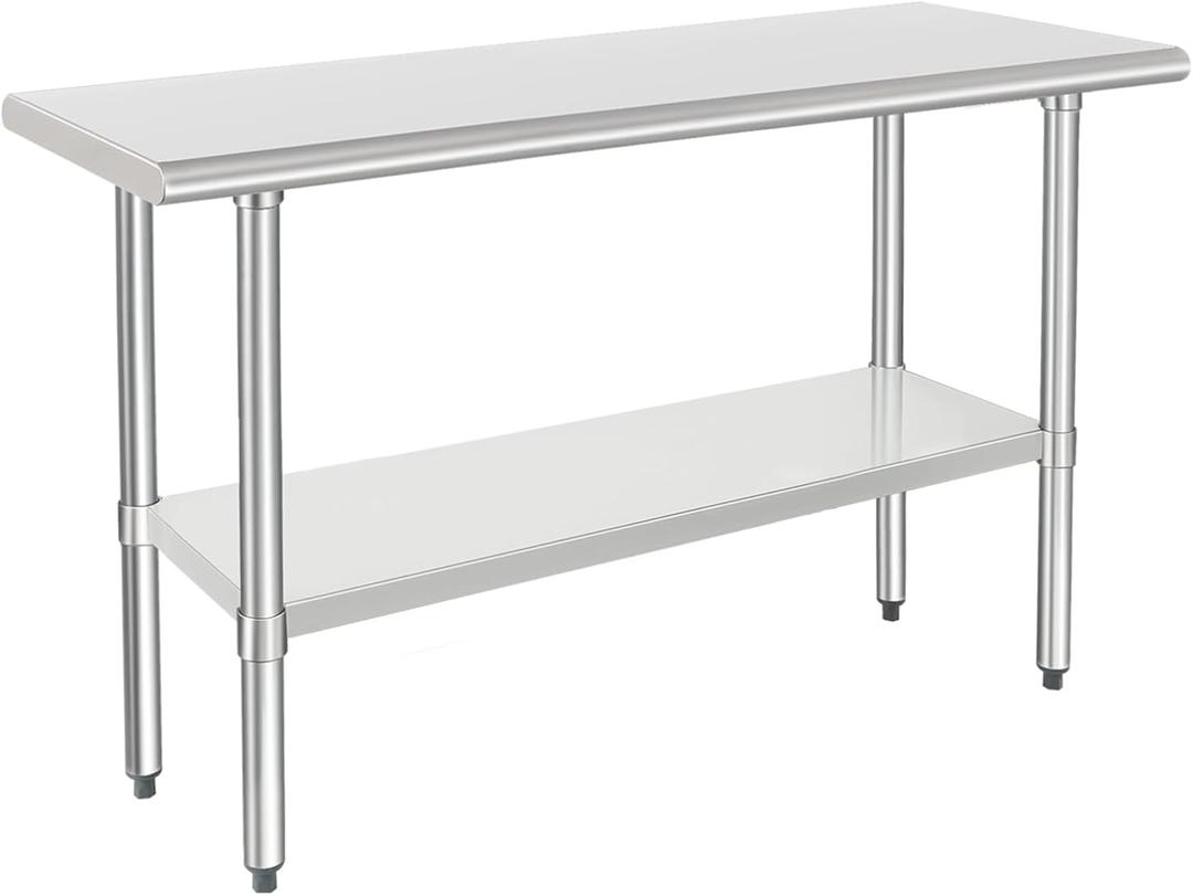 HARDURA Stainless Steel Work Table Commercial 1848 Inches Kitchen Prep Table and Heavy Duty Commercial Workbench NSF 430 with Undershelf and Galvanized Legs