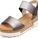 DREAM PAIRS Women's Open Toe Casual Platform Sandals 8.5 size Pewter