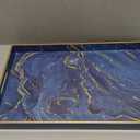 Zosenley Decorative Tray, Marbling Plastic Tray with Handles, Rectangular Vanity Tray and Serving Tray for Bathroom, Kitchen, Ottoman and Coffee Table, 15.6 x 10.2 (Blue)