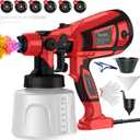 1000W Paint Sprayer for House Painting 32000RPM Spray Paint Gun with Adjustable 3 Patterns, 1400ml High Capacity Electric Spray Gun with 6 Nozzles Goggles for Fence Furniture Cabinets Home