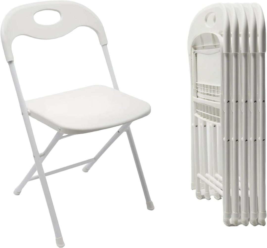 Huacan 6 Pack White Folding Chair, 15.94 inches x 14.96 inches x 29.13 inches