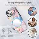 Compatible for iPhone 13 Pro Case Compatible with MagSafe [6ft Drop Tested] Rugged Shockproof Protective Phone Case for Women Girly Pink Cute Bows Florals Fashion Collage Design