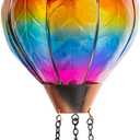 Starsoul Hot Air Balloon Solar Lantern with Candle Holder Flickering Flame Hanging Garden Light Waterproof Glass Solar Lanterns Outdoor Waterproof Decorative for Lawn Porch Tree Yard