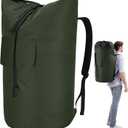 Backpack Laundry Bag, 115L Heavy Duty Extra Large College Laundry Backpack, Dirty Clothes Bag with Shoulder Straps, Laundry Hamper Bag with Drawstring Closure for College Dorm, Apartment Army Green