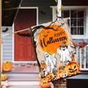 2 x Ghost Halloween Flag Set - 2 House Flags (28 x 40) & 2 Garden Flags (12x18) Double Sided