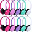 10 Pack Classroom Headphones for School Kids Students, Durable On Ear Comfy Wired Headset for Children Boys Girls Teens Toddler, Noise Stereo Sound 3.5mm Jack for Online Learning Travel(GS30,10Mixed)