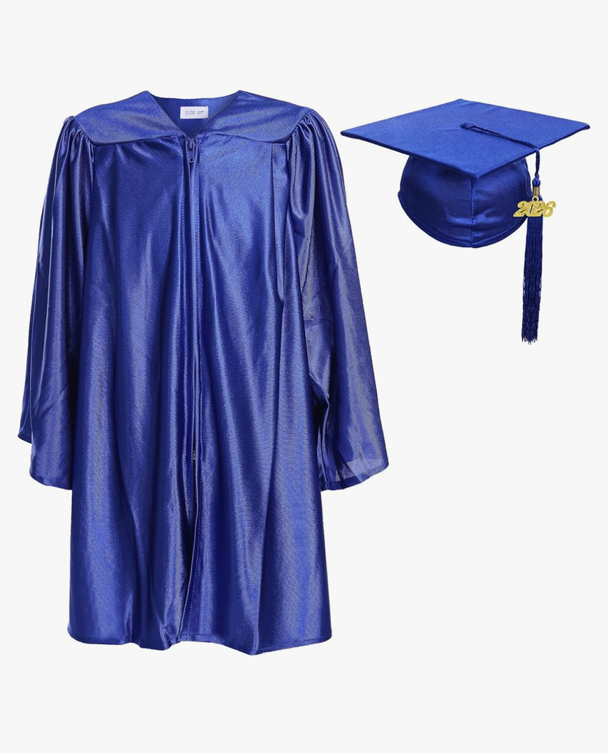 Newrara Unisex Shiny Kindergarten Graduation Gown Cap with Tassel 2025 30 inch
