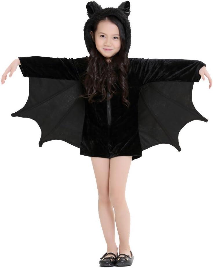 Cuteshower Kids Bat Jumpsuit Halloween Costume for Girls (4-6 Years, Black)
