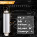 5 Inch Exhaust Muffler, 5" Inlet/Outlet 30" Overall Length Resonator, Stainless Steel Straight Through Design Performance Muffler, 1 PC