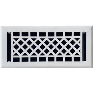 Empire Register Co, Vent Cover - 4x10 inch, Art & Craft Design, White Finish, Heavy Duty Floor Vent Covers, Metal Damper Attached Vent Covers for Home Floor only