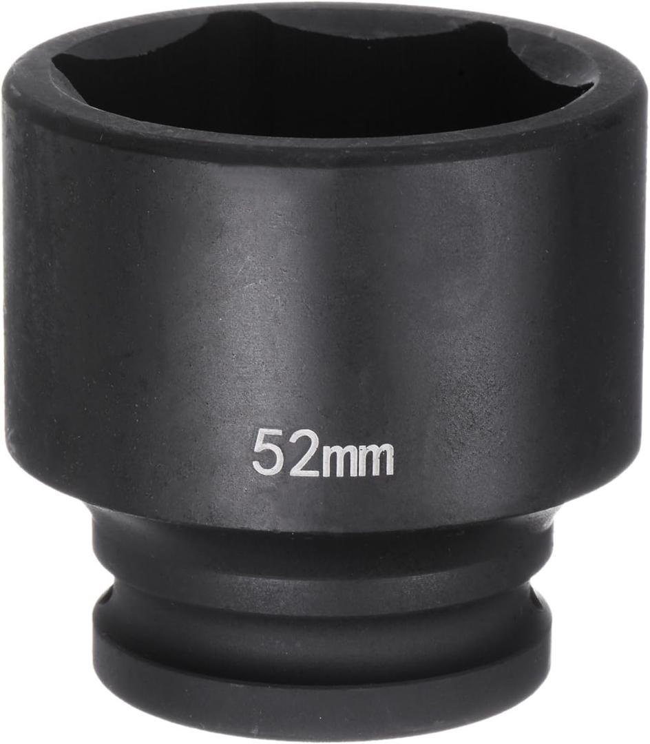 HARFINGTON 6-Point Impact Socket 3/4" Drive 52mm Metric 40Cr Alloy Steel Spindle Axle Nut Impact Socket