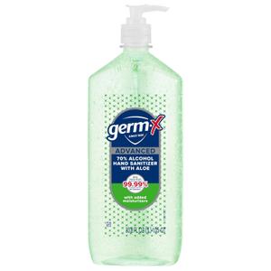 Germ-X Advanced Hand Sanitizer with Aloe and Vitamin E, Non-Drying Moisturizing Gel, Instant and No Rinse Formula, Pump Bottle, 1 Liter (33.8 Fl Oz (Pack of 1))