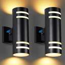 Futxnziey Dusk to Dawn Wall Light 2 Pack, Modern Outdoor Wall Lights with LED Bulbs, Cylinder Black Porch Light Fixture Wall Mount, Up and Down Lighting Outdoor Wall Sconce for House Porch Door