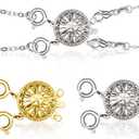 Stosts Layered Necklace Clasps, 2 Pack 2 Strands Jewelry Spacers Necklace Separator for Layering, Tangle Free Multiple Bracelet Lock Connectors with Lobster Spring Ring Clasps, Gold and Sliver