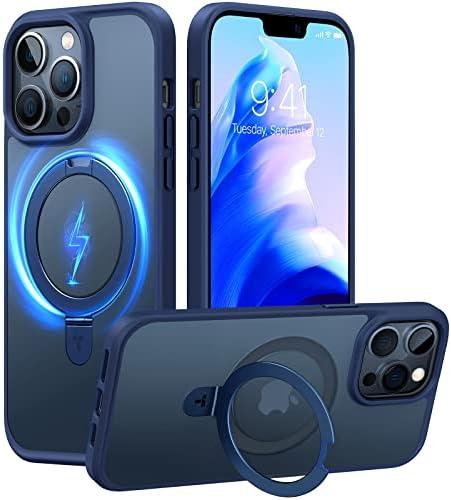 CASEKOO MagicStand for iPhone 16 Pro [Fit for Magsafe] with Stand, [10ft Military Drop Protection] Shockproof Translucent Back Slim Protective Phone Case (2021), Blue