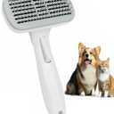 Self Cleaning Pet Brush  Gentle Grooming Tool for Cats & Dogs, Easy Hair Removal for Long & Short Haired Pets, Gray
