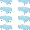 BRILLMAX 8 Pack Light Blue Tablecloths 60 x 102 Inch for 6ft Rectangle Tables - 150 GSM Polyester Fabric, 15" Standard Drop, Water, Stain & Wrinkle Resistant Cloth Cover for Wedding Dining Buffet
