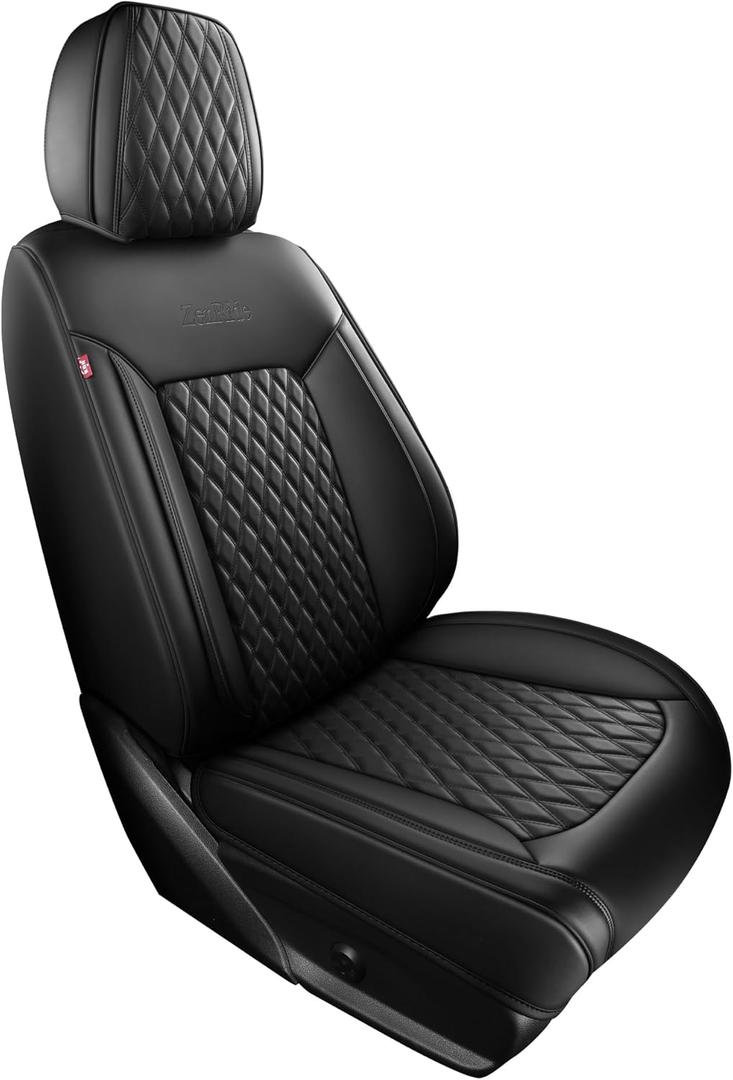 Front Car Seat Covers 1PC,Universal Fit 3D Design Automotive Nappa Leather Waterproof Car Seat Protector Cushion,ZD01 Black