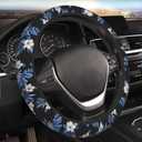 Red Hawaiian Flowers Car Steering Wheel Cover, Universal 15 Inch Soft Elastic and Comfortable Floral Steering Wheel Protector Warm in Winter and Cool in Summer Car Accessories Decorations for Women